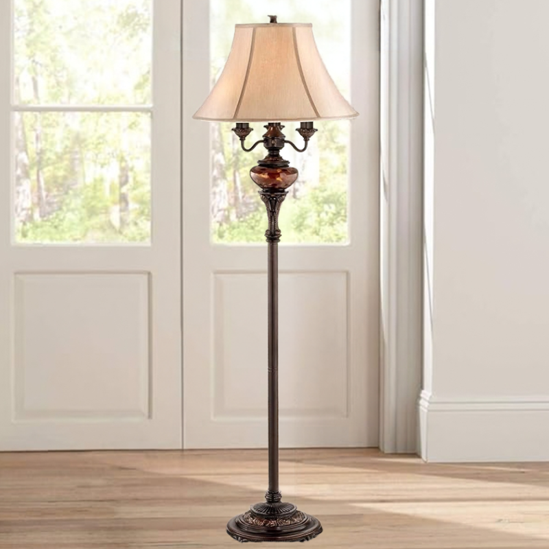 63 Inch Traditional Bronze Tortoise Font Standing Floor Lamp