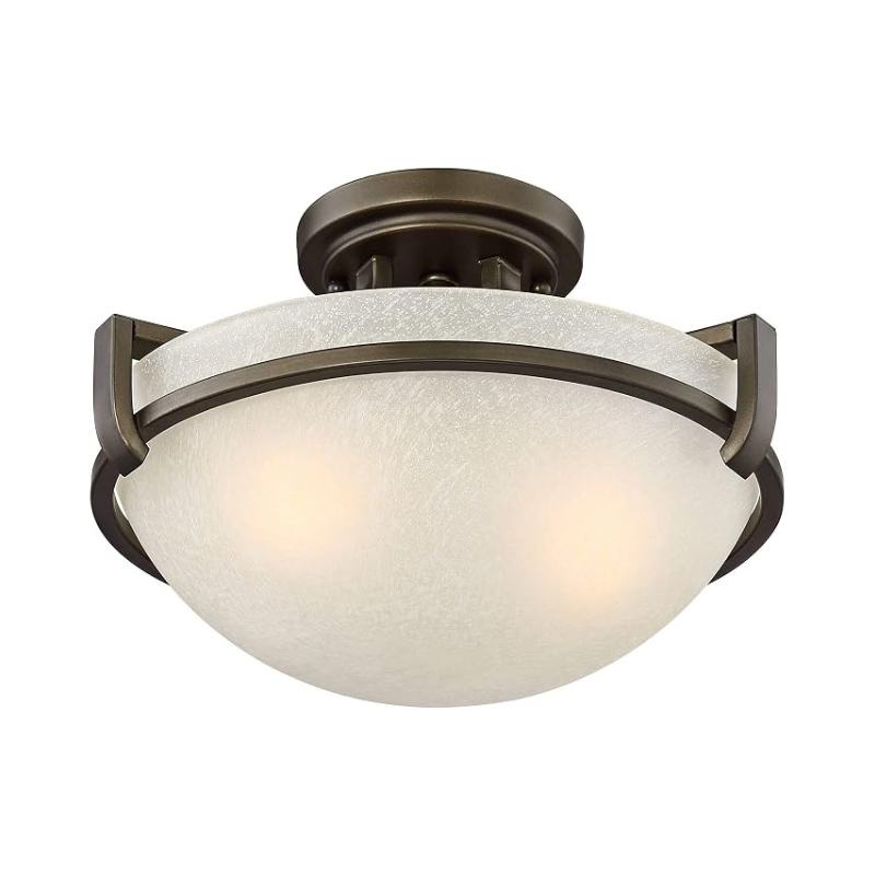 13 Inch Bronze Semi Flush Mount Glass Ceiling Light Fixture