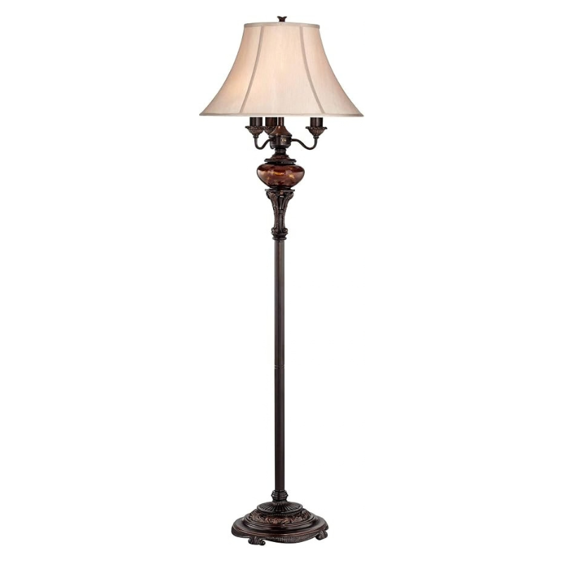 63 Inch Traditional Bronze Tortoise Font Standing Floor Lamp