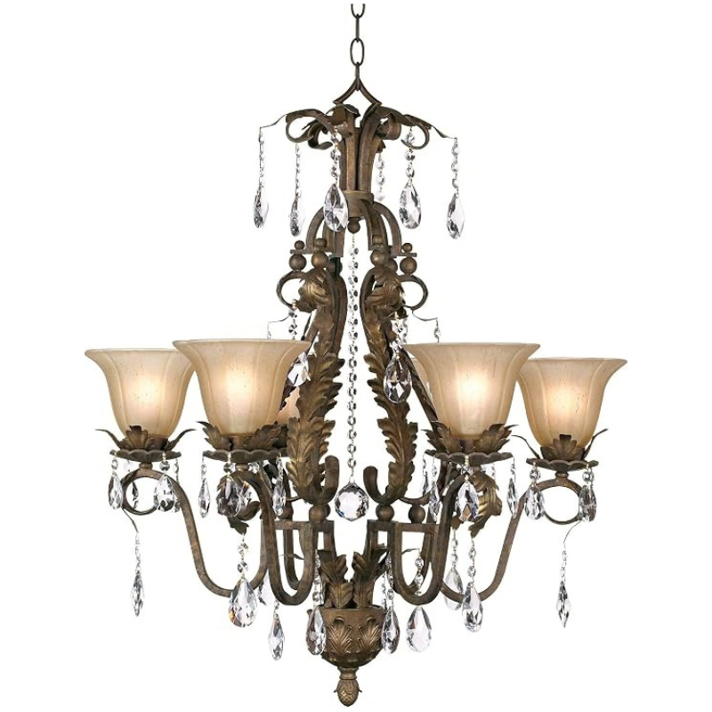 Iron Leaf Traditional Crystal 6-Light Chandelier