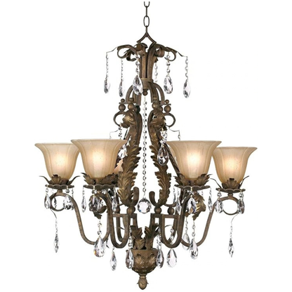 Iron Leaf Traditional Crystal 6-Light Chandelier