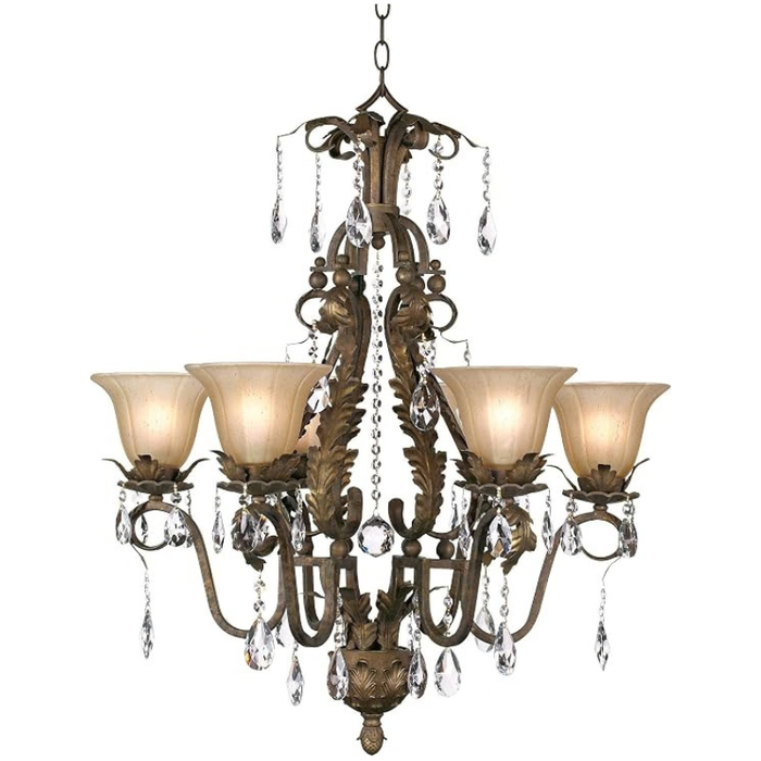 Iron Leaf Traditional Crystal 6-Light Chandelier