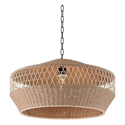 24.5 Inch Coastal Woven Rope and Rattan Pendant Light