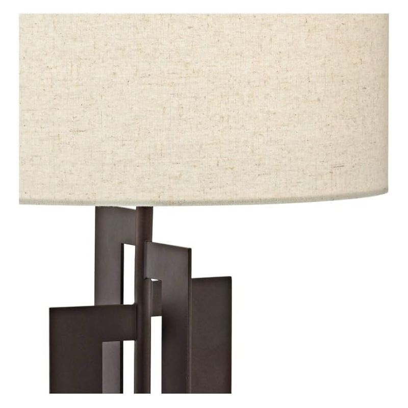 25 Inch Geometric Bronze Metal Accent Bedside Table Lamp