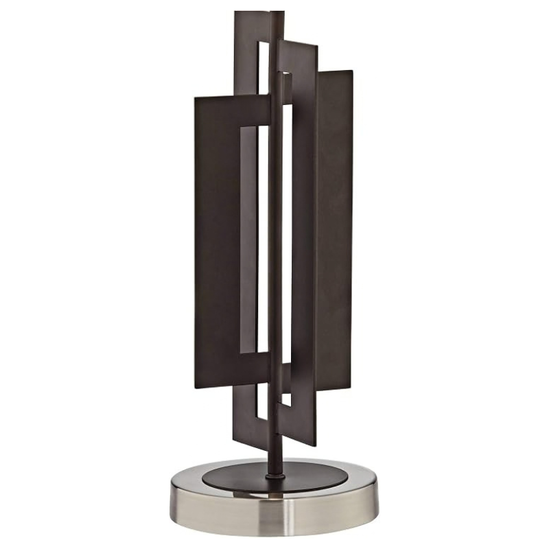 25 Inch Geometric Bronze Metal Accent Bedside Table Lamp
