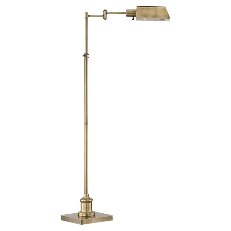 54 Inch Aged Brass Swing Arm Pharmacy Standing Floor Lamp