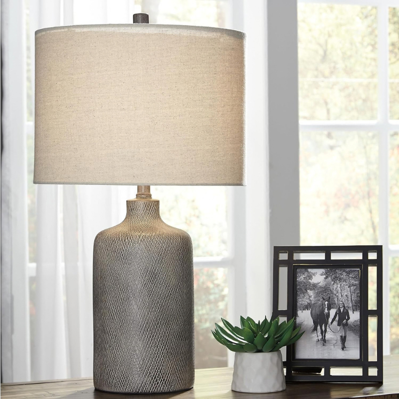 24.5 Inch Textured Ceramic Bedside Accent Table Lamp