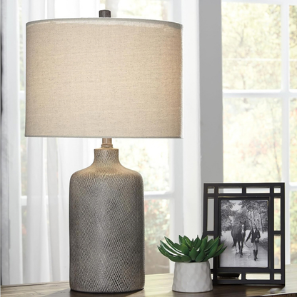 24.5 Inch Textured Ceramic Bedside Accent Table Lamp